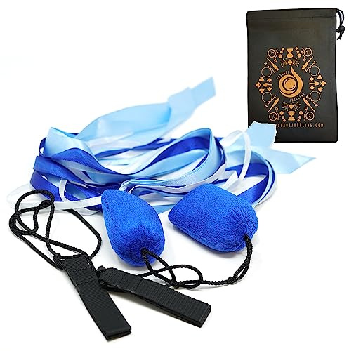 Pyro Pixies Elemental Ribbon Poi and Cascade Malabares - Juego de cinta de práctica para principiantes (Aqua)