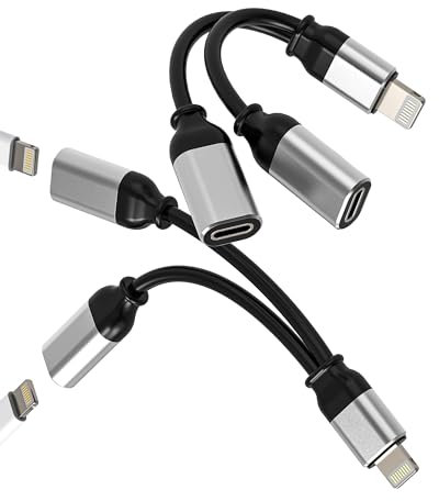 Lot de 2 adaptateurs Lightning pour iPhone Lightning 2 en 1 pour Apple MFI Aux Chargeur Rapide Audio Chargeur Rapide Accessoires pour 14 13 12 11 Pro Max 8 7 Plus X XS XR