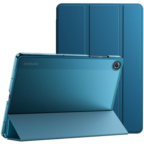 JETech Funda para Samsung Galaxy Tab A9 Plus 11, Azul Verde | Trasera Translúcida Slim, Soporte Tríptico, Activación/Reposo Automático, Carcasa Protección Ligera Antigolpes