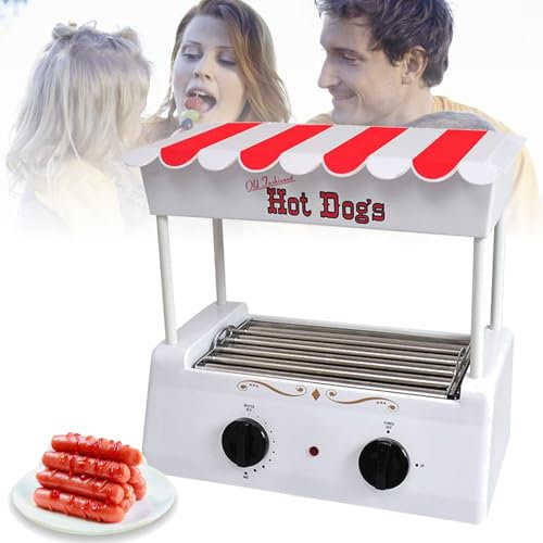 Macchina per cuocere a Vapore Hot Dog da 300 W, griglia per Salsicce in Acciaio Inossidabile con Parte Superiore con rulli in Acciaio Inossidabile per la conservazione del Calore Numero