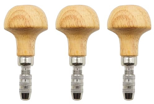 Tiardey 3 pezzi mandrini a mano manici in legno, manico a forma di pera, trapano a mano con morsa a perno manico in legno per la sostituzione del graver con pietra diamantata
