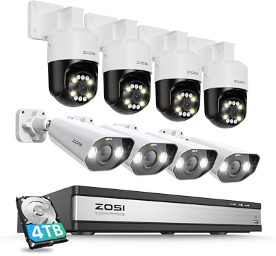 ZOSI 5MP Kit Videosorveglianza Poe, NVR 16CH 4K 4TB + 8x 5MP Kit Telecamere Esterno Poe Impermeabile, Rilevamento Intelligente di Uomo e Veicolo, Visione Notturna a 30 Metri, Audio Bidirezionale
