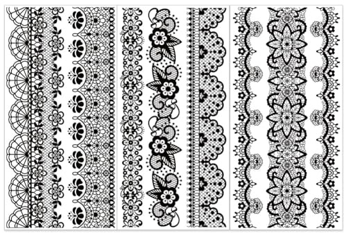 OLYCRAFT 3 Stück/Set Spitzen Transferfolien Zum Aufreiben Für Möbel Und Kunsthandwerk 15x30cm Schwarze Spitzen Dekor Transferaufkleber Blumen Transferfolien Für Holzmöbel Scrapbooking