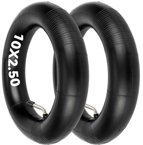 Satgoo E Scooter Schlauch 10x2,50, 2 MM Verdickter Seitenwand, Mit Winkelventil 45°, 60/70-6,5 Ersatzreifen, 10 Zoll Schlauch für Ninebot MAX G30 G30P G30LP/Soflow So4 etc.