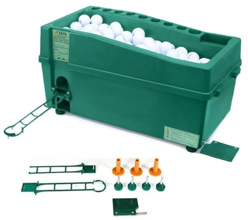 ZbOLi Golf Ball Dispenser Machine, Automatic Golf Tee Unit with Club Holder and Video Holder, Golf Club Organiser Hold 60-100 Balls, Two Tee Modes, for Outdoor Garden Golf Enthusiasts