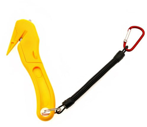 Sicherheitsmesser, Kartonschneider, Verdeckte Klinge, Paketöffner, Cuttermesser für Projekte und Schneiden, Büro, Zuhause, Kunsthandwerk, Mit Bergsteigerschnalle und Umhängeband