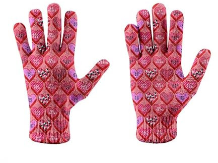 HZCRAES Strickhandschuhe Für Den Winter Für Damen – Schöne, Bunte Herzen-Print-Touchscreen-Handschuhe Mit Ganzen Fingern, Hautfreundliche, Winddichte Handschuhe Für Die Freizeit Im Herbst, Für Die Ar