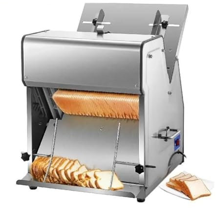 QUSYZD Cortadora de Pan Comercial, Acero Inoxidable de 370 W, cortadora de Pan eléctrica, cortadora de Pan eléctrica con Cuchilla de 12 mm, tostadora para electrodomésticos de Cocina,