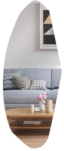 DOKKOME Wandspiegel Groß Asymmetrischer Spiegel Ohne Rahmen Designerspiegel 40 * 100cm UnregelmäßIger Badezimmerspiegel Badspiegel Dekospiegel füR Wohnzimmer Bad Flur