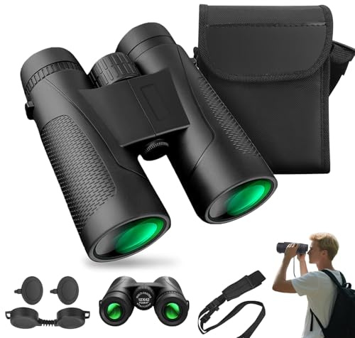 Fernglas für Erwachsene 12x42, HD Ferngläser Wasserdicht mit BAK4 Prisma + FMC Objektiv, für Erwachsene & Kinder, Nachtsicht Schwaches Licht, Ideal für Vogelbeobachtung Wandern Reisen Jagd Konzerte