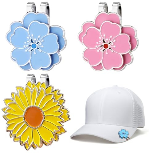 XingyLi Golfball-Marker mit magnetischen Hut-Clips, Blumenform, Golfwerkzeug-Zubehör, Ballmarker, passend für Golf-Pitchgabel-Werkzeuge, Huttasche, tolles Geschenk-Set für Männer und Frauen