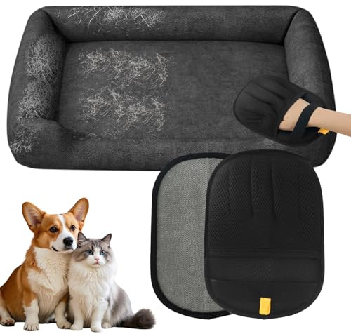 Zayin Gant d'épilation électrostatique pour animaux domestiques, gant d'épilation à cinq doigts, gant anti-peluches en bandes, outil d'épilation de chat et de chien pour meubles, canapés, voitures