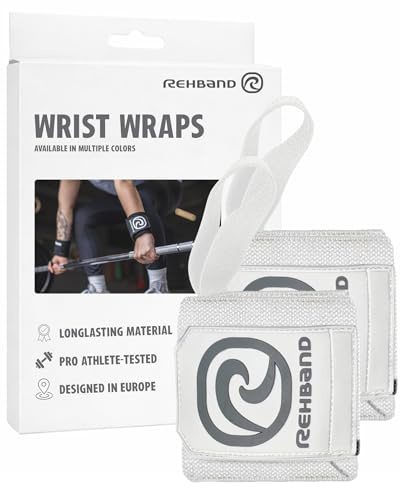 Rehband Wrist Wraps - Profi Fitness Handgelenkbandagen | Support für Kraftsport | Verstellbare Unterstützung für Bankdrücken & Powerlifting | Robust & langlebig