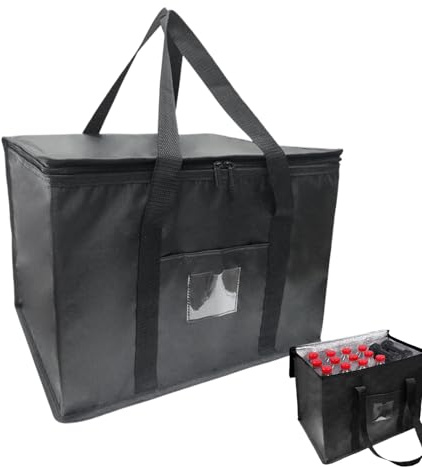 Återanvändbara shoppingpåsar för köket – 45 liters påse och isolerad kylbox, 42,9 x 30 x 31 cm, förvaringskapacitet, vattenavvisande tyg – för (camping) och plocka