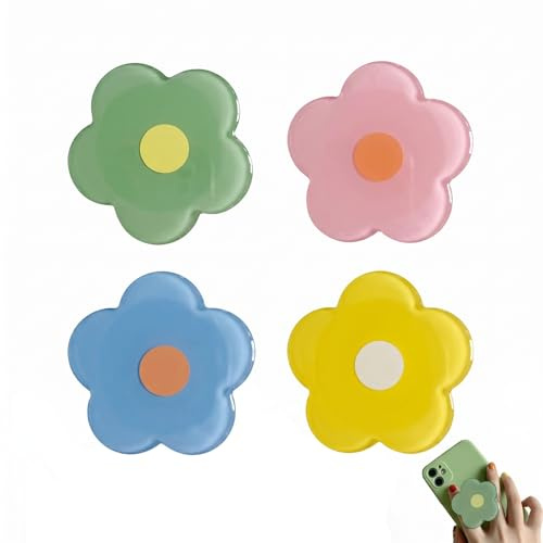 ITCGOB Lot de 4 Grip Téléphone Portable, Support Anneau Extensible pour Smartphone et Liseuse, Poignée de Doigt avec Motifs Élégants, Accessoire de Prise en Main Sécurisée et Stable