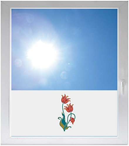 INDIGOS UG - Fensterfolie Blickdicht Tribal Ornament Blume Pflanze - 800x500 mm - Sonnenschutzfolie Fenster - Sichtschutzfolie Fenster Bad, Küche, Fenster, Milchglasfolie