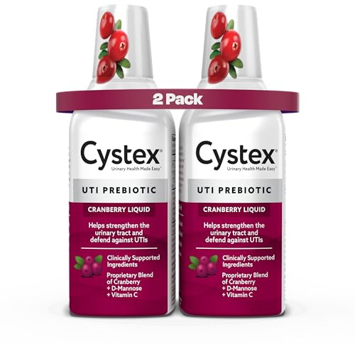 Cystex Urinary Tract Infection Support & Prevention - Cranberry Prebiotic Supplement with D-Mannose & Vitamin C for UTI Protection & Urinary Health Maintenance - 7.6 fl oz (Pack of 2)