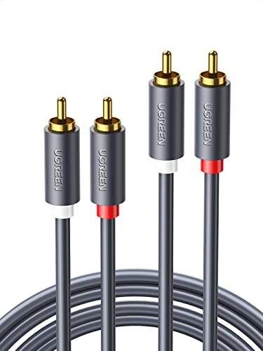 UGREEN Câble RCA, câble audio de 1 m, câble auxiliaire 2RCA vers 2RCA, câble de haut-parleur, 2RCA mâle vers mâle, câble audio stéréo pour home cinéma, haut-parleur, amplificateur, tourne-disque,