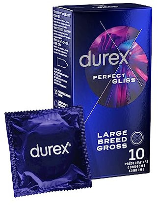 Durex PERFECT GLISS - 10 Préservatifs Extra Lubrifiés Silicone