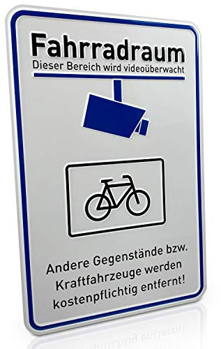 Betriebsausstattung24 Hinweisschild „Fahrradraum“ - Nur für Fahrräder – Videoüberwachung - Grundbesitzkennzeichnung - Rechteckig - Hochformat - Verschrauben