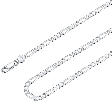 Suplight Panzerkette Herren 925 Silber Figorokette, 3/5mm Breit, 36/46/51/56/61/66/71cm lang