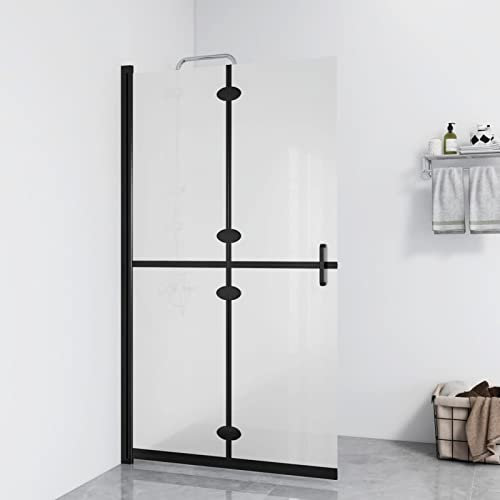 Festnjght Mamparas de Ducha Puerta Abatible con Doble Asa Mampara abatible de Pared 180 ° Vidrio Templado ESG Esmerilado Marco de Aluminio 4 Paneles 70x190 cm