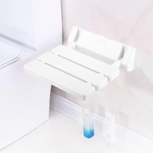 Max 130 kg, Seggiolino Doccia Pieghevole, da Parete, per il Bagno, Adatto per l'Uso in Bagni di Casa, Corridoio, Saloni di Bellezza, Spogliatoi, Aree di Attesa, Bianco