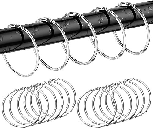 12 pcs Shower Curtain Rings Anillos de la Cortina de Ducha del Paquete, Ganchos antioxidantes de la Cortina de Ducha de la Astilla, Ganchos Redondos de la Ducha del Metal para el Cuarto de baño
