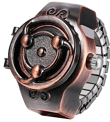 JewelryWe Herren Ringuhr Fingeruhr Analog Quarz Uhr Elastisch Totenkopf Schädel Ring Band Edelstahl Uhr Uhrenring