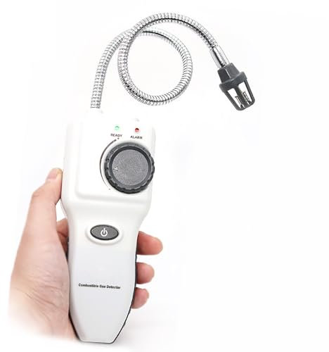 PODEC Détecteur De Fuite De Gaz Naturel, Analyseur De Gaz Portable avec Col De Cygne Et Bouton Réglable, Double Alarme Sonore Et Lumineuse, pour Maison, Cuisine, Camping-Car, Remorque
