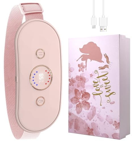 Auskang Perioden Wärmegürtel - Tragbares Heizgürtel Mit 6-Wärmestufen & 6-Massagemodi, Kabelloses Heizkissen, Menstruations Wärmegürtel, Geschenke für Frauen, Mädchen - Rosa
