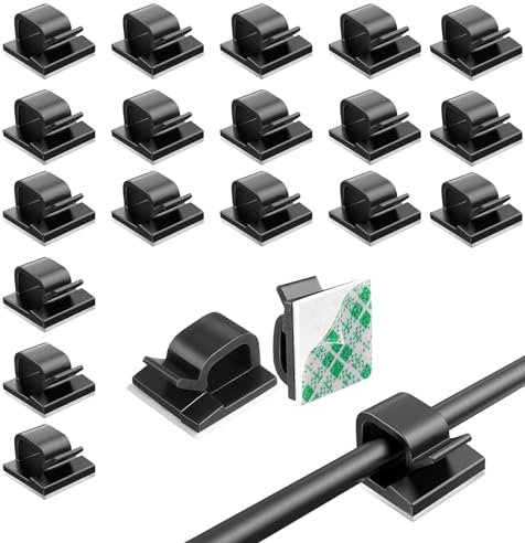 BNPHSIN 50PCS Cable Clips, Black Adhesive Cable Holder Clips, Wall Wire Clips for Cable Management, Strong Cord Clips, Wire Holders for Wall, Under Desk, Christmas Lights, Car, Outdoors Fairy Light