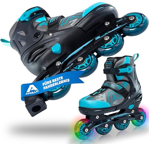 Apollo Champion, größenverstellbare Inliner für Jungs und Mädchen ab Größe 31, für Damen und Herren bis Größe 42, hochwertige Inline Skates für Kinder und Erwachsene mit LED Rollen