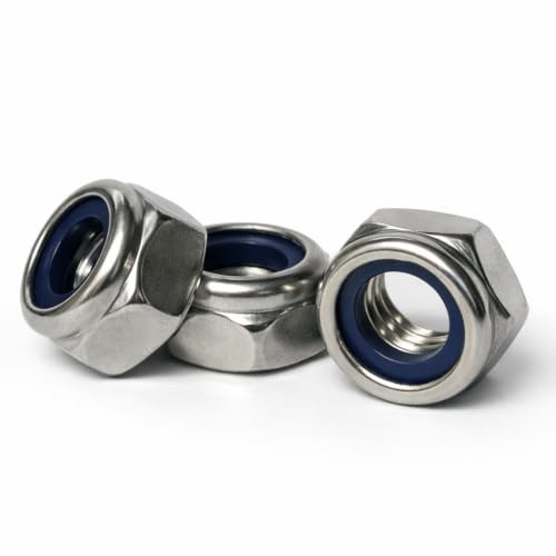 Tuercas M5 Nylock de nailon A4 grado marino DIN 985 (paquete de 50)