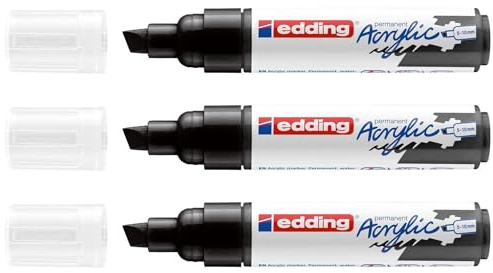 Edding Acrylmarker 5000, Schwarz, breite Spitze, 5-10 mm, 3 Stück