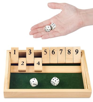A aBlumen Shut The Box Spiel 9er -Klassisches Würfelspiel aus Holz Klappbrett Mathematik Lernspielzeug Heimtischspiel,2-Spieler