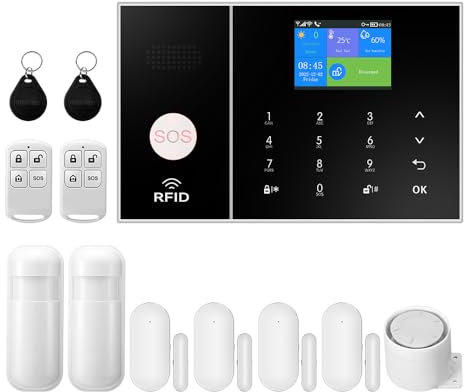 XNY Allarme Casa WiFi, Antifurto Casa 4G, Kit 12 Pezzi Allarme Casa Senza Fili con APP Alert, Rilevatore di Movimento, Sensore Finestra Porta, Telecomando, Sirena, Lavora con Alexa e Google Assistant