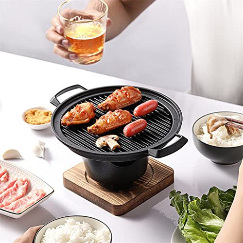 Yakiniku Mini Parrilla para Barbacoa con Base de Madera, Estufa de Alcohol de Mesa, Placa Creativa para Parrilla para Barbacoa doméstica (Nero 21,5 cm)