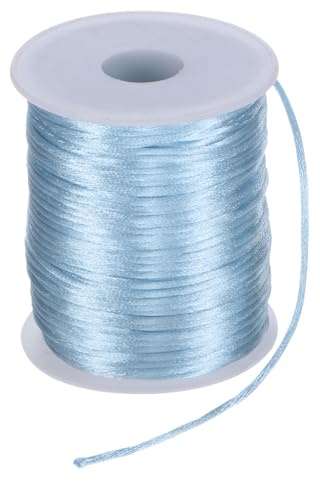 sourcing map Cordoncino in nylon satinato, 2 mm, liscio come la seta, per braccialetti macramè, kumihimo, collane con nodi cinesi, perline e creazione di gioielli, colore: azzurro cielo