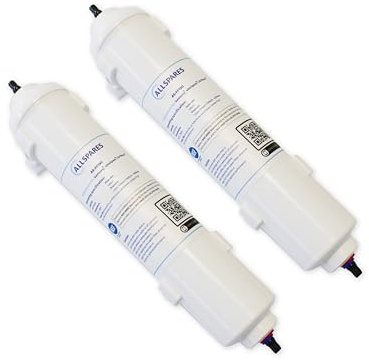 AllSpares vattenfilter (2 st) för kylskåp lämpligt för Samsung DA29-10105J / HAFEX/EXP/EF-9603/WSF-100, LG 5231JA2010B/ADQ73693901, ADQ736939 och Whirlpool-WPRO USC100