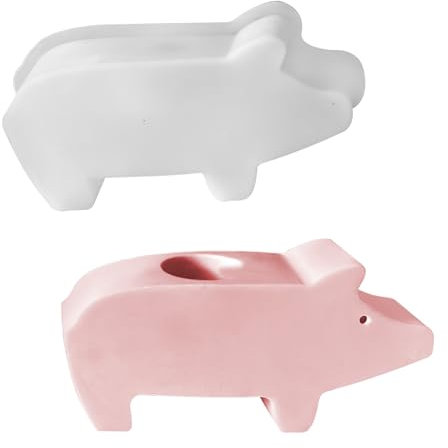 Schwein Silikon Kerzenform, Silikonform Schweinchen Schwein Kerzenhalter Silikonformen Gießformen Schwein 3D Tier Harz Harz Gießform Silikon-Kerzenform Diy KerzenstäNder