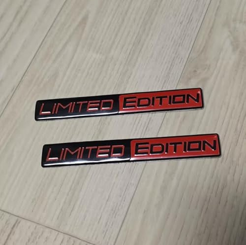 2 Pieces 3D Limited Edition Auto Racing Sport Adhesive Emblem Rear Trunk Badge Body Decal, Car Stickers (Black-red)