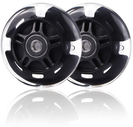 Scooter Wheels 80mm Pair, 2 pcs LED Flash Replacement Wheels for Maxi Micro Rear Wheel, Scooter Accessories, Black