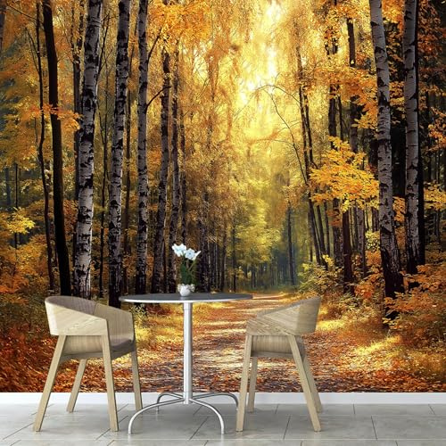 Carta Da Parati Boschi Piante 3D Con Foresta Autunnale Fotomurale Da Parete, 250×175cm Murale Decorazione Muro Poster Gigante Design Fotomurali Soggiorno Camera
