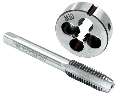 HARSKIYER Ensemble de tarauds et filières métriques M10 x 1,5 en acier rapide HSS pour tarauds filetés à droite M10 x 1,5 mm