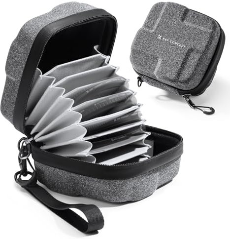 K&F CONCEPT 10 in 1 Lens Filter Case, Hard Shell Camera Filter Pouch Up to 95mm with Hand Strap Camera Lens Filter Storage Wallet for ND UV CPL Filter Pouch (10-Pockets Up to 82mm)