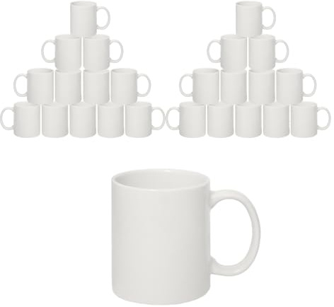 Sublimation Mugs Blank | Plain White Large Handle High Gloss AAA+ Grade Ceramic Mug for Coffee & Tea | Ideal for Gifting & DIY Projects, Heat Press Printing Mugs 11oz (Pack of 24)