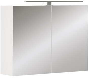 Vicco Badspiegelschrank Lavio, Weiß, 80 x 60 cm | mit LED-Beleuchtung, mit integrierter Ablagefläche und LED-Beleuchtung