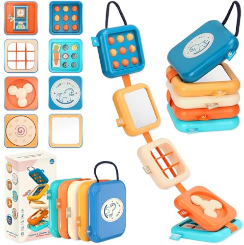 Giochi Sensoriali Montessori, Giochi Montessori 1-3 Anno, Busy Activity Cube per Il più Piccolo, Giochi da Viaggio, Giocattoli per l'apprendimento dello Sviluppo Educativo, Regali per Bambini