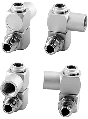 Sonew Conector Adaptador de Manguera de Aire Giratorio 360, Set Universal de Aluminio 4pcs 1/4 , Instalación Fácil, Duradera, Use con Aplicaciones de Aire, para Diámetro de la